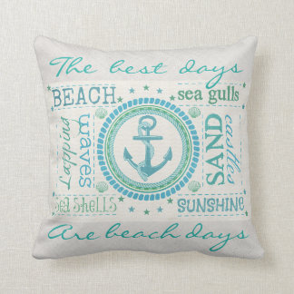 Coussin Carreau nautique de plage de typographie d'Ancre
