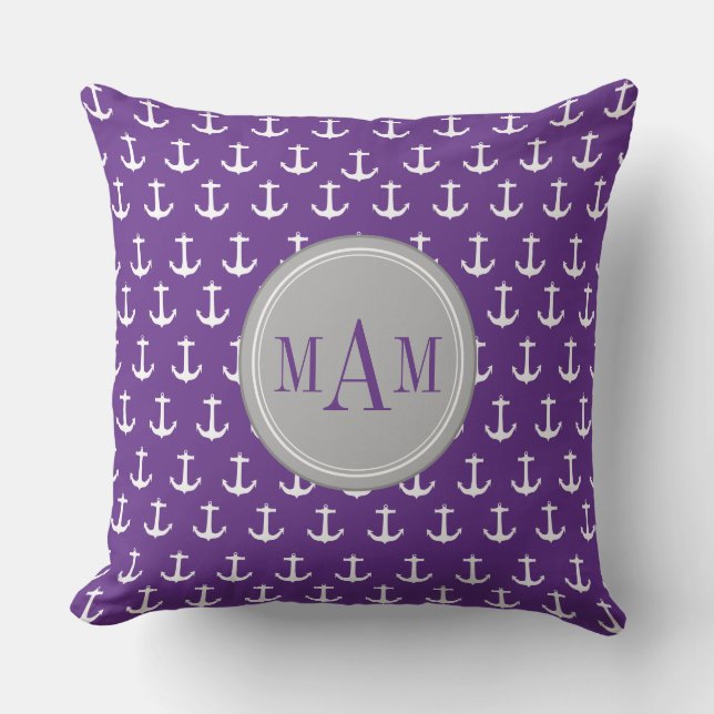 Coussin Carreau nautique pourpre de monogramme (Recto)