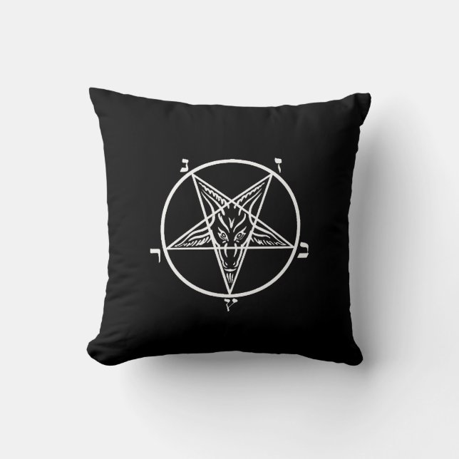 Coussin Carreau noir en métal SATAN Baphomet (Recto)