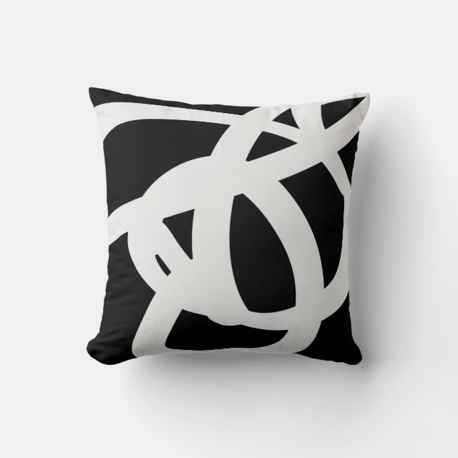 Coussin Carreau noir et blanc d'art abstrait (Recto)