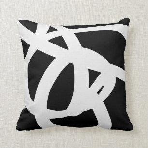 Coussin Carreau noir et blanc d'art abstrait