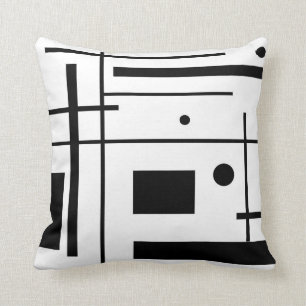 Coussin Carreau noir et blanc d'art abstrait