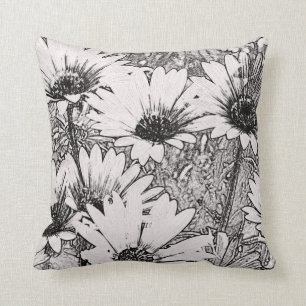 Coussin Carreau noir et blanc de conception florale