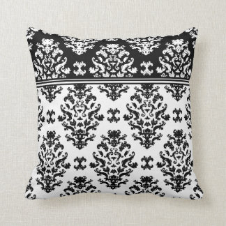 Coussin Carreau noir et blanc de damassé