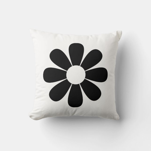 Coussin Carreau noir et blanc de marguerite (Recto)