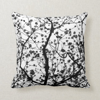 Coussin Carreau noir et blanc de motif d'arbre