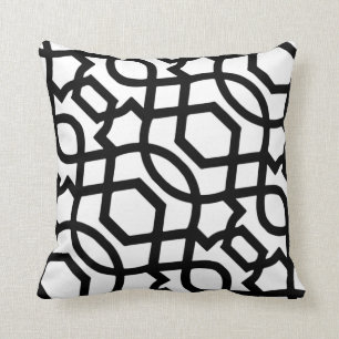 Coussin Carreau noir et blanc d'impression de treillis