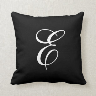 Coussin Carreau noir et blanc élégant de monogramme