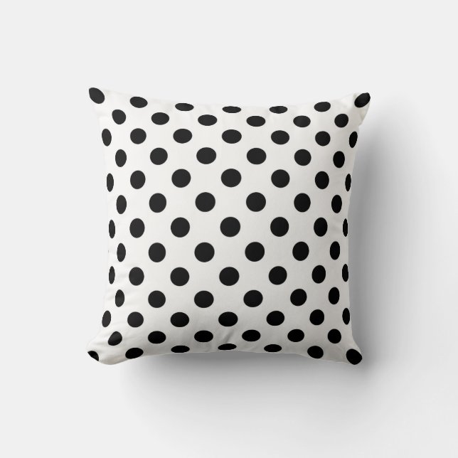 Coussin Carreau noir et blanc, pois (Recto)