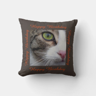 Coussin Carreau observé sauvage de chat - joyeux
