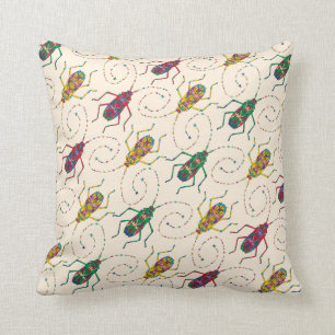 Coussin Carreau original coloré de motif d'insectes