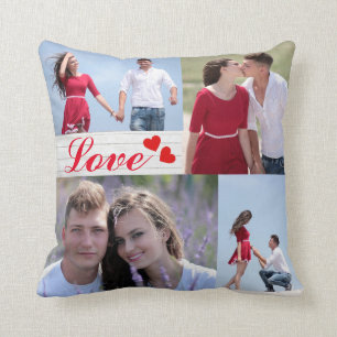 Coussin Carreau personnalisé d'amour de collage de 4