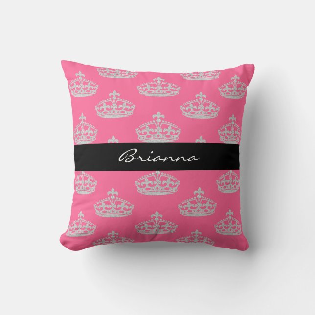 Coussin Carreau personnalisé de princesse Crown de diamant (Recto)