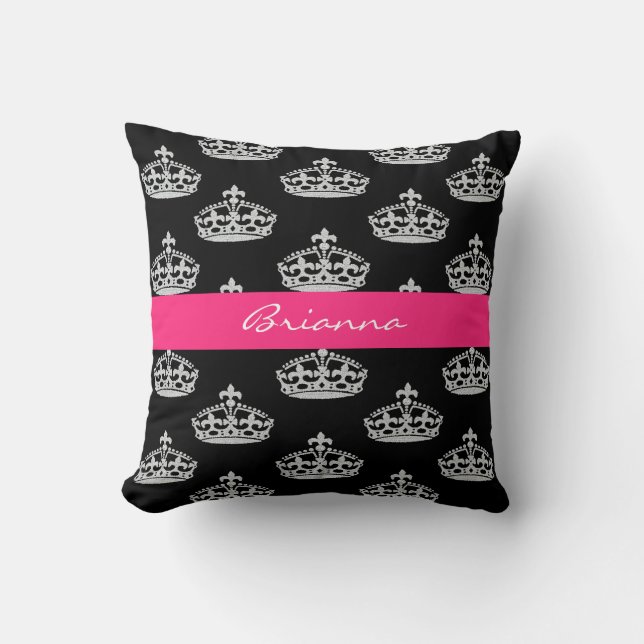 Coussin Carreau personnalisé de princesse Crown de diamant (Recto)