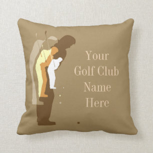 Coussin Carreau personnalisé d'or de pavillion de golf