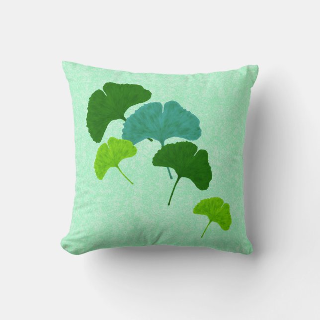 Coussin Carreau pour aquarelle de feuille de ginkgo biloba (Recto)