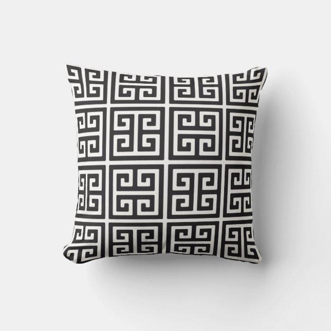 Coussin Carreau principal grec noir et blanc (Recto)
