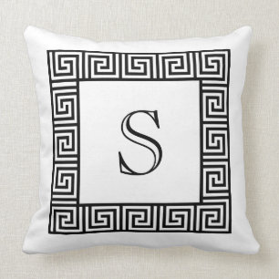 Coussin Carreau principal grec noir et blanc de monogramme