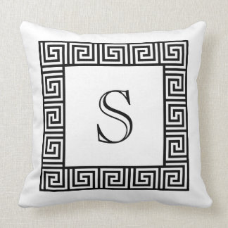 Coussin Carreau principal grec noir et blanc de monogramme
