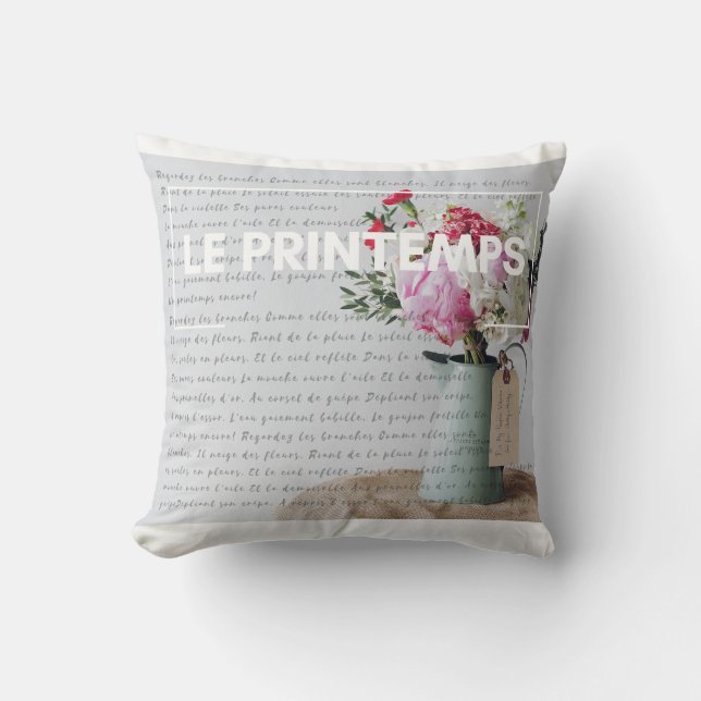 Coussin Carreau - printemps - décor français (Recto)