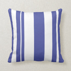 Coussin Carreau rayé blanc et bleu