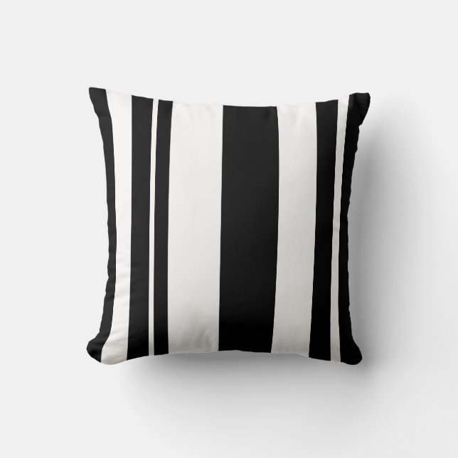 Coussin Carreau rayé blanc et noir (Recto)