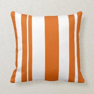 Coussin Carreau rayé blanc et orange