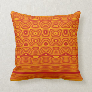 Coussin Carreau, rayures abstraites et points, oranges