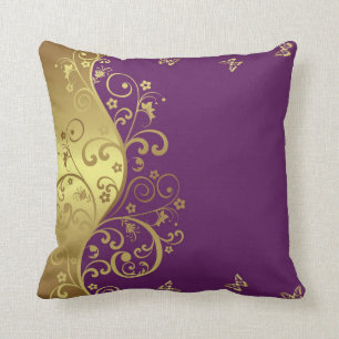 Coussin Carreau--Remous rouges de violette et d'or