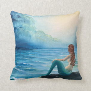 Coussin Carreau réversible de sirène et de bateau
