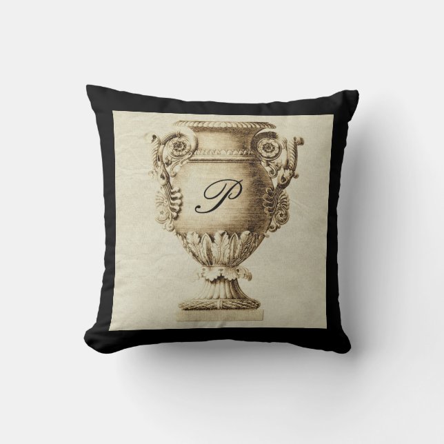 Coussin Carreau romain Grec de monogramme d'Amphora d'urne (Recto)