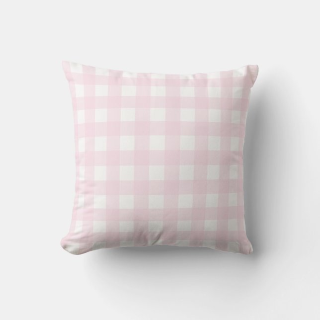 Coussin Carreau rose-clair avec le motif rose de guingan (Recto)