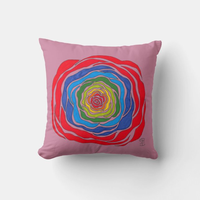 Coussin Carreau rose d'arc-en-ciel (Recto)