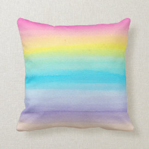 Coussin Carreau/rose d'arc-en-ciel d'aquarelle d'Ombre
