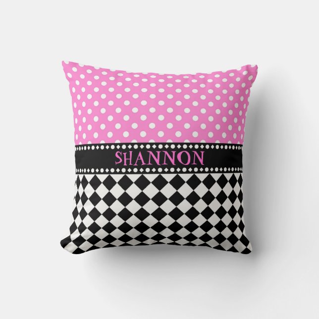 Coussin Carreau rose de damier de point (Recto)