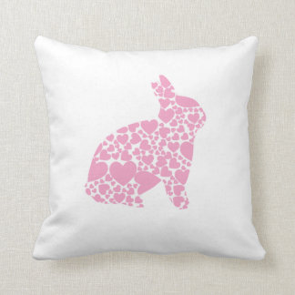 Coussin Carreau rose de lapin de coeur d'amour
