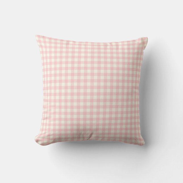Coussin Carreau rose de motif de guingan (Recto)