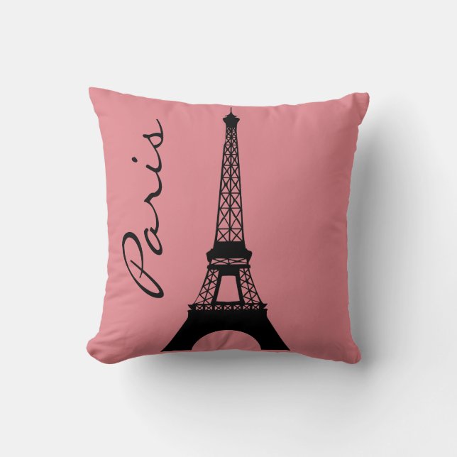 Coussin Carreau rose de Paris de Tour Eiffel (Recto)