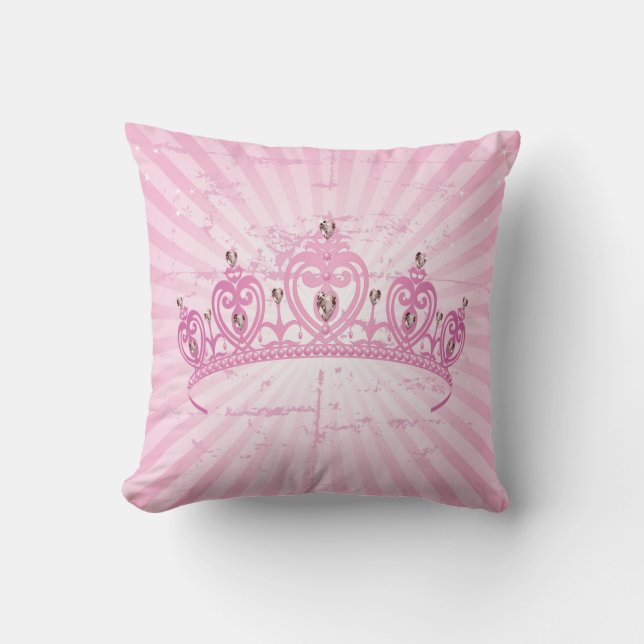 Coussin Carreau rose de princesse Crown Tiara Jewel Couch (Recto)