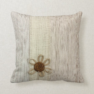 Coussin Carreau rose de ruban beige chic minable vintage