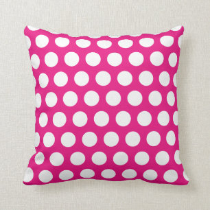 Coussin Carreau rose et blanc de point de polka