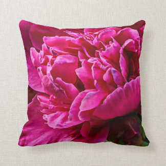 Coussin Carreau rose-foncé 16" de fleur de pivoine x 16"