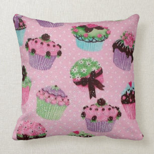 Coussin Carreau rose mignon de petit gâteau de point de