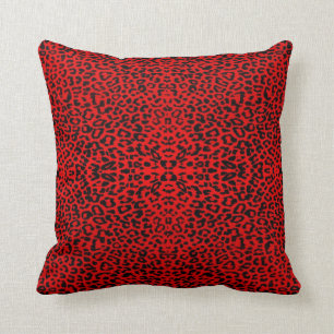 Coussin Carreau rouge d'abrégé sur léopard