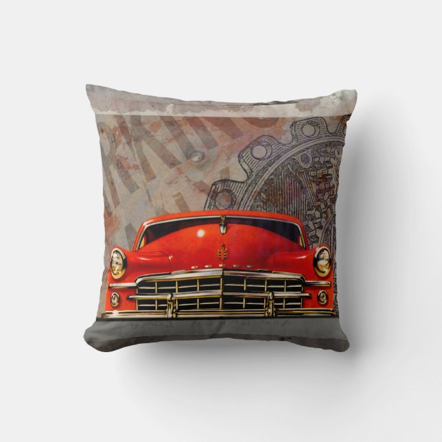 Coussin Carreau rouge de collage de voiture des années (Recto)