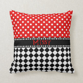 Coussin Carreau rouge de damier de point