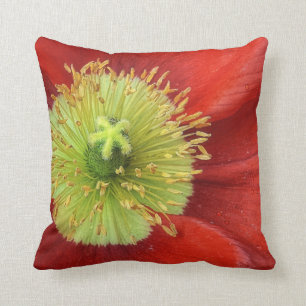 Coussin Carreau rouge de fleur de pavot