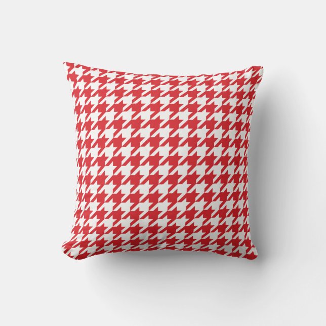 Coussin carreau rouge de motif de pied-de-poule (Recto)