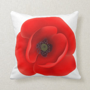 Coussin Carreau rouge de pavot