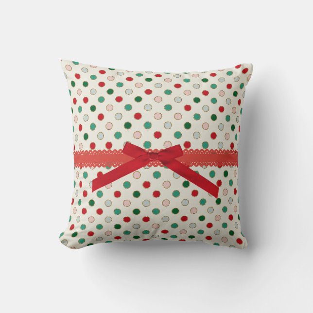 Coussin Carreau rouge Girly de motif de vacances de point (Recto)